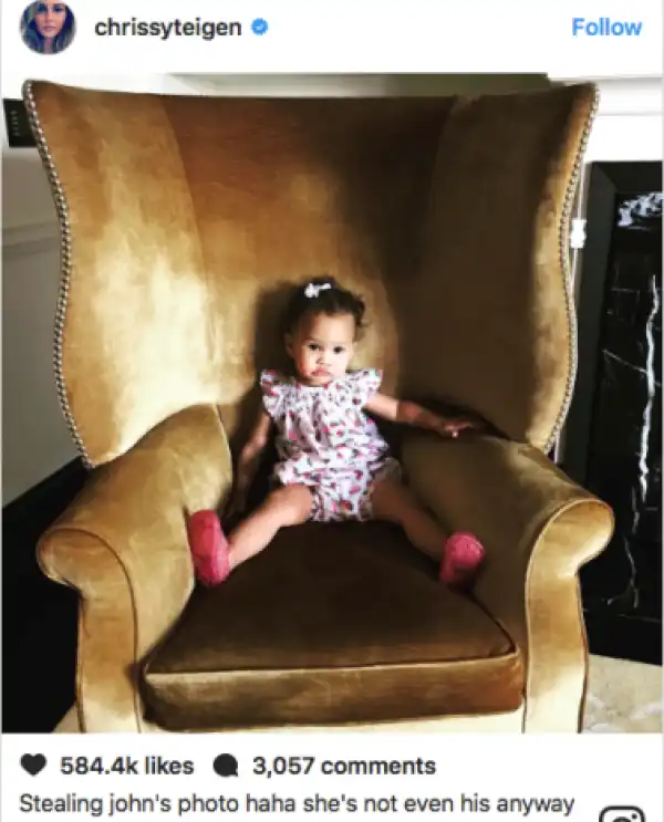 Chrissy Teigen makes a bad joke about the paternity of her daughter